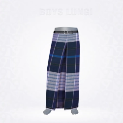Boys Lungi-Navy Blue  Green Grey Checked